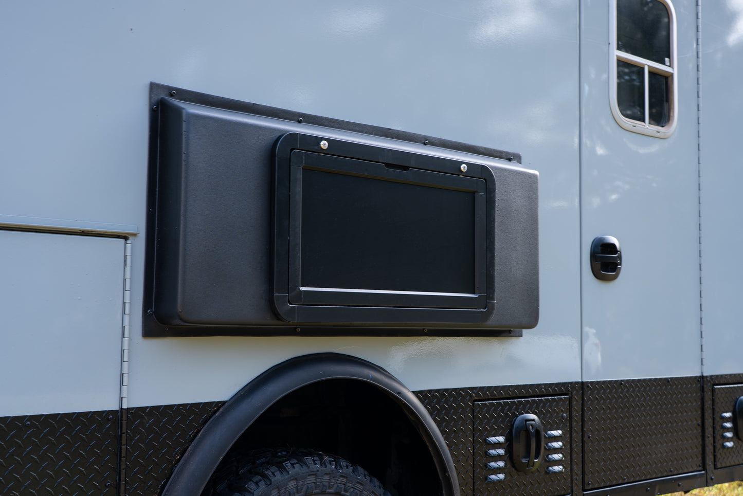 Universal Exterior Cooking + Storage Flare with Drop-Down Door