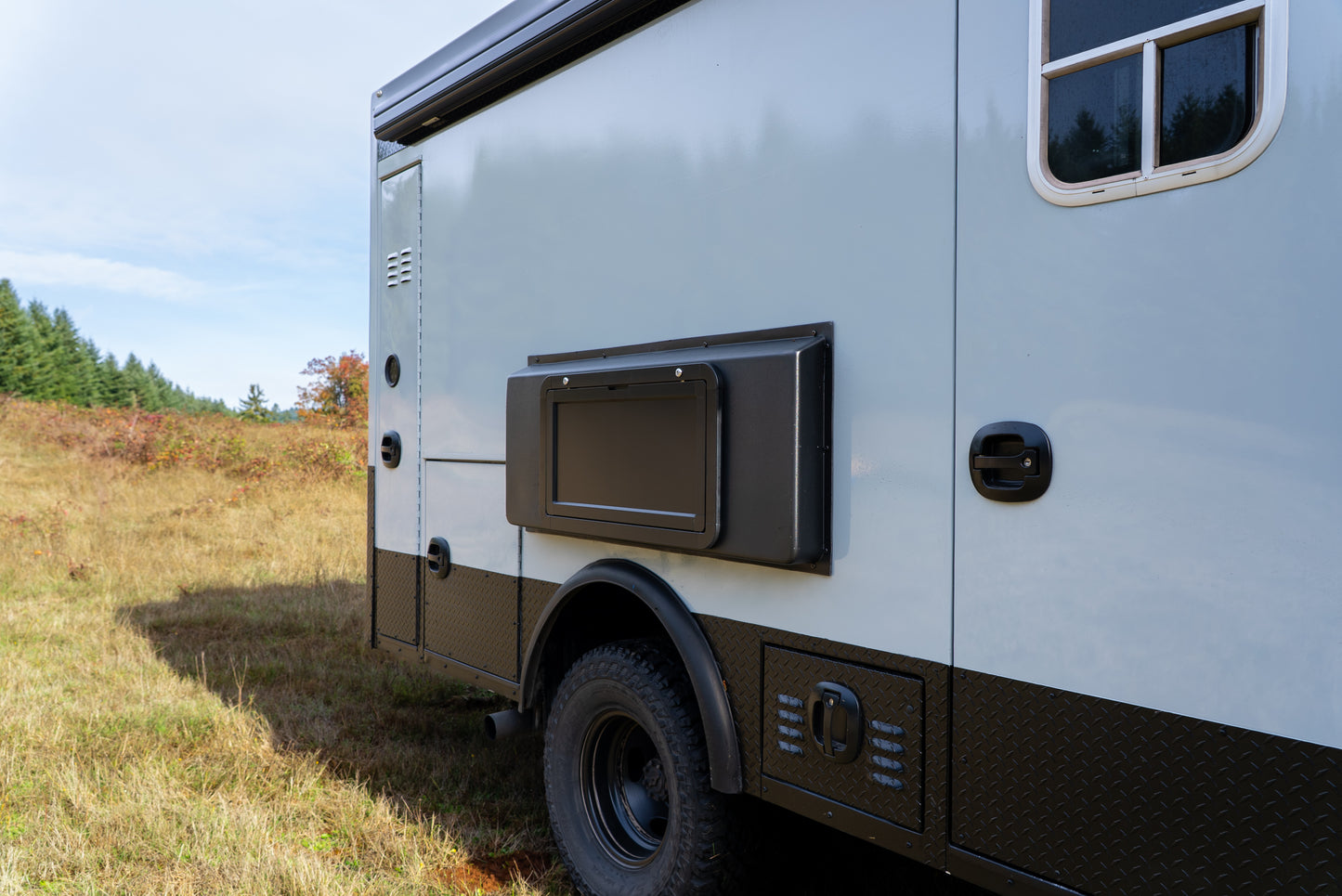 Universal Exterior Cooking + Storage Flare with Drop-Down Door