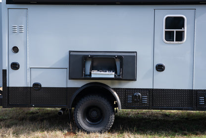 Universal Exterior Cooking + Storage Flare with Drop-Down Door