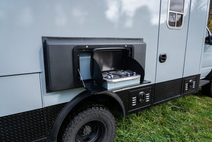 Universal Exterior Cooking + Storage Flare with Drop-Down Door